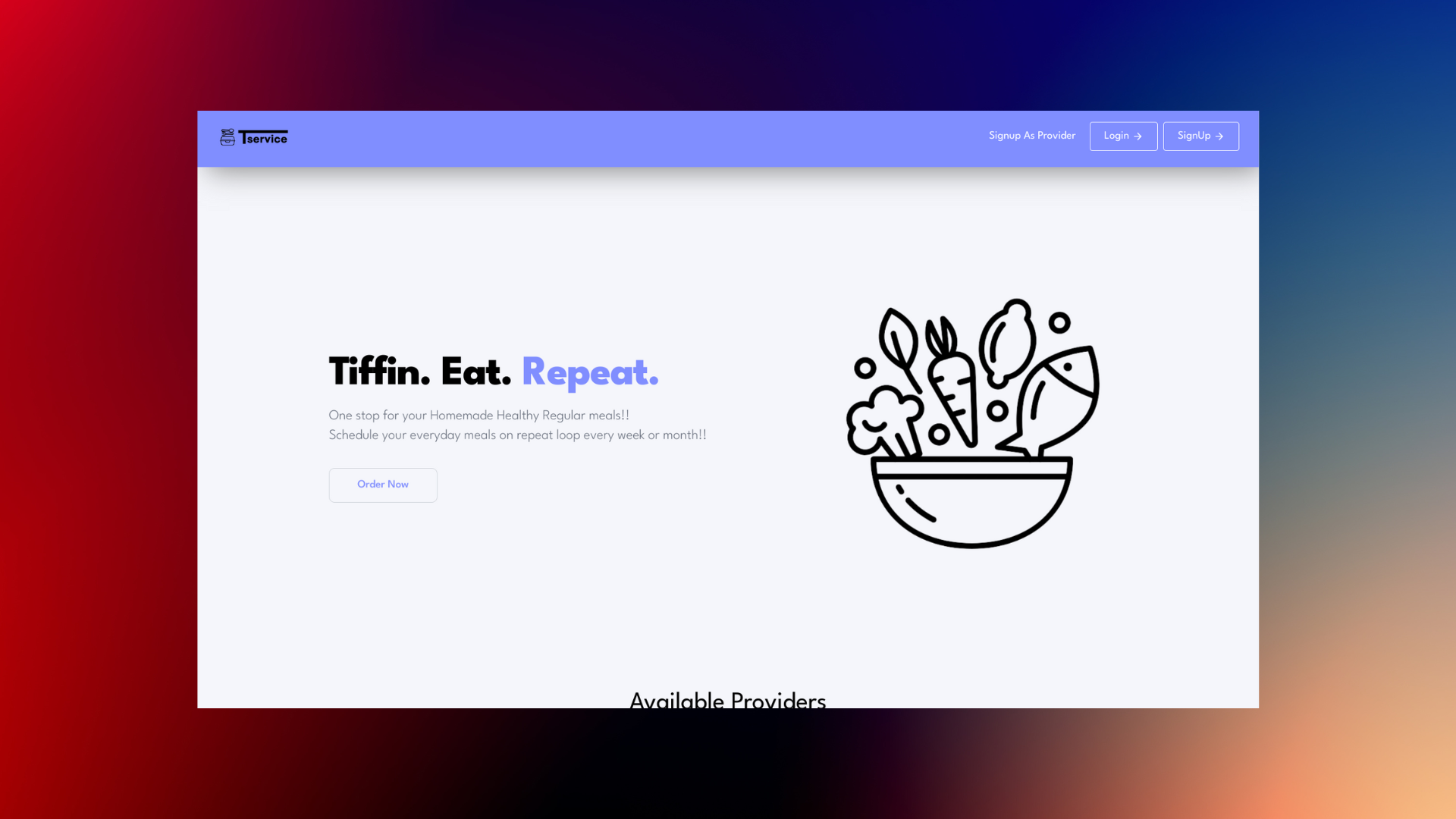 Tiffin Service Platform screenshot 1